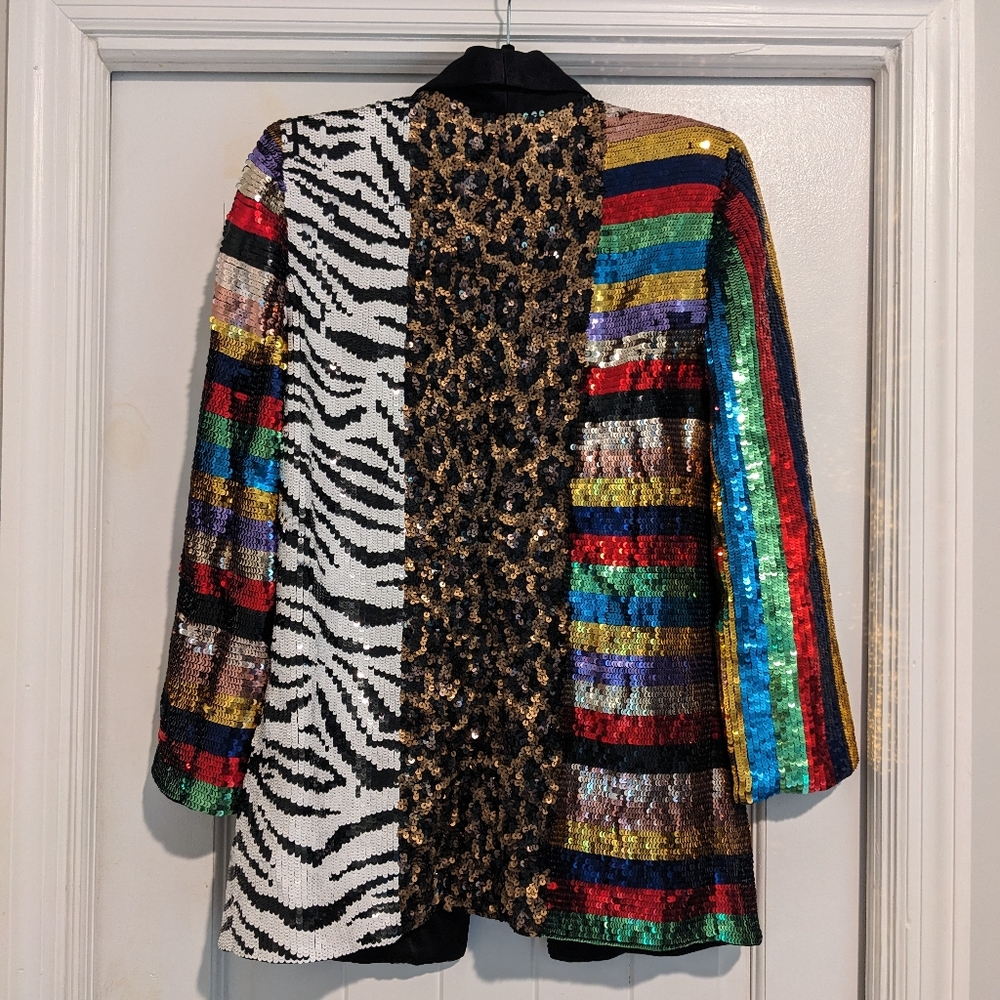 Alice + Olivia Kylie Sequin Patchwork Jacket Sx Xs - image 5